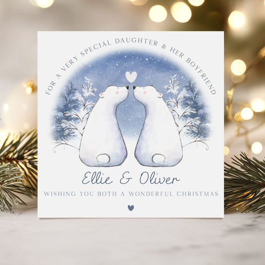 Personalised Polar Bear Couple Christmas Card