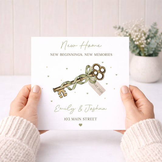 Personalised New Home Vintage Key Card