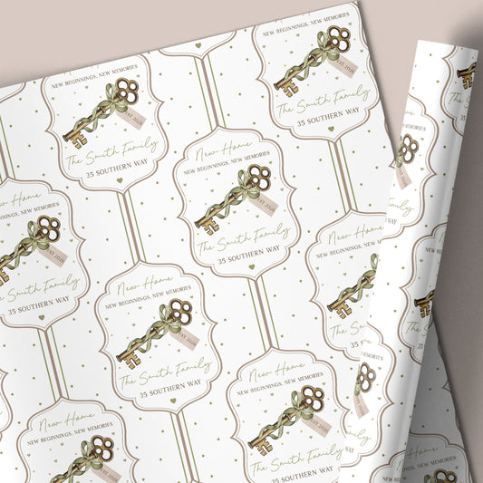 Personalised New Home Vintage Key Wrapping Paper