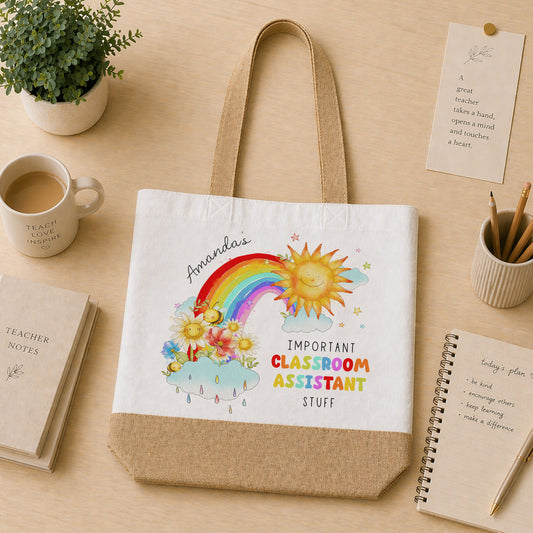 Personalised Teaching Assistant Jute Tote Bag