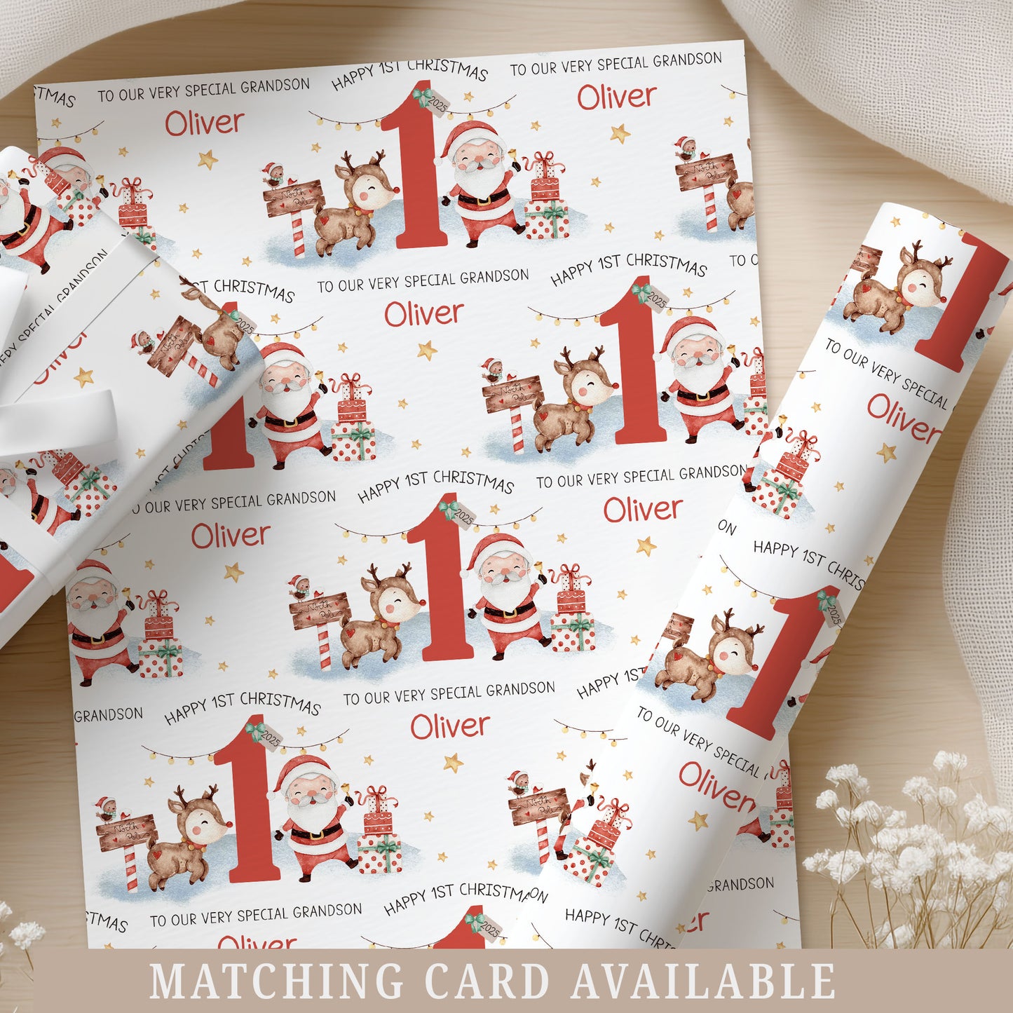 Personalied Baby's First Christmas Wrapping Paper