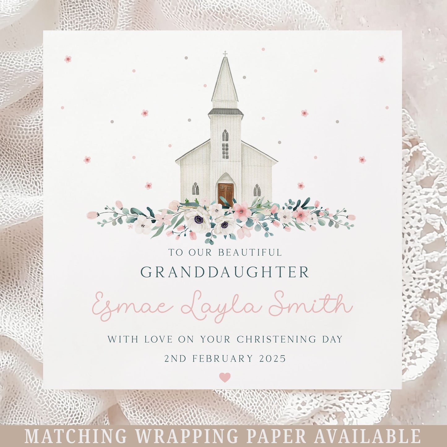Personalised Girl's Church Christening, Baptism Card