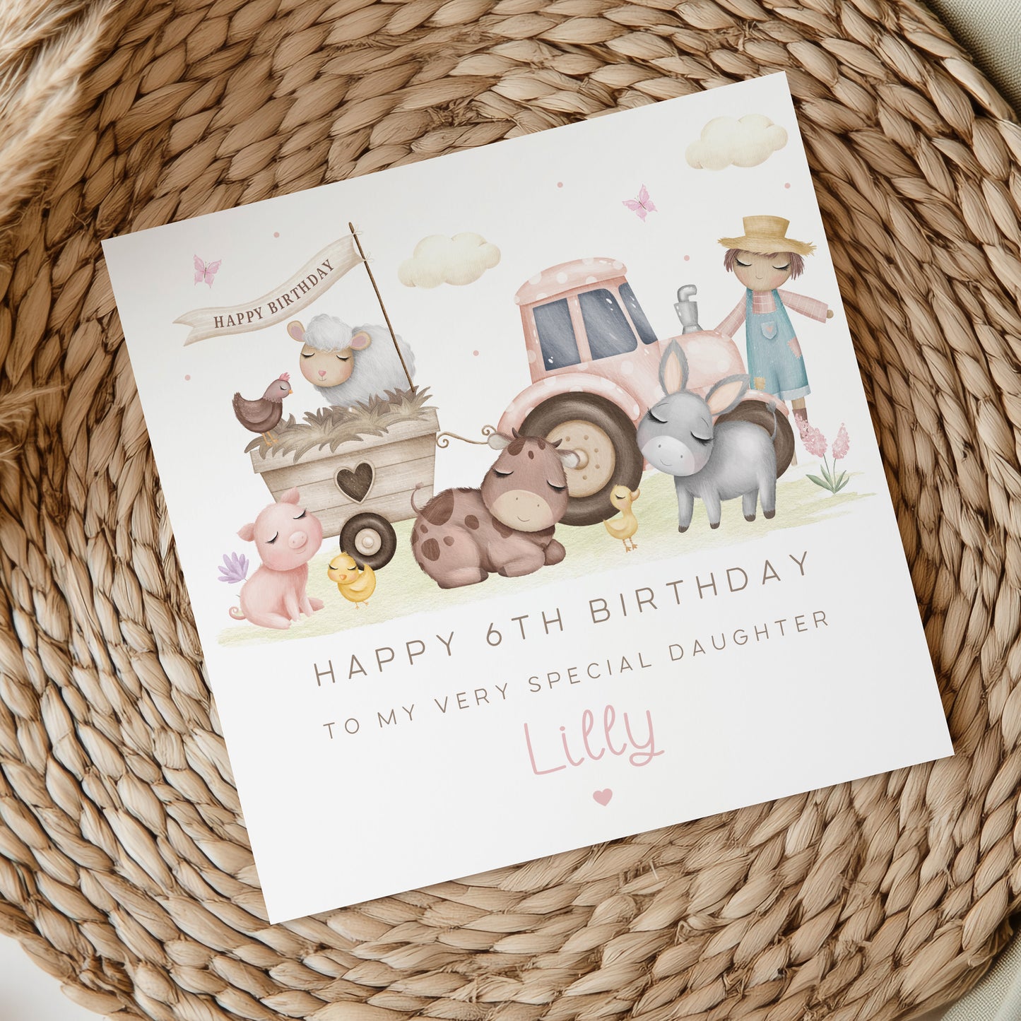 Personalised Girl's Farm Birthday Card