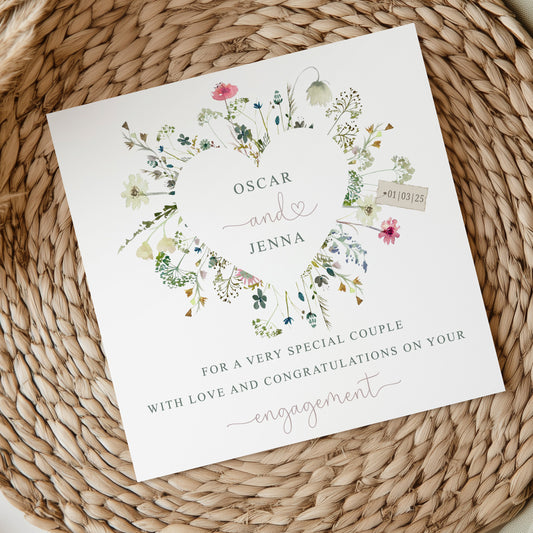 Personalised Wildflower Heart Engagement Card