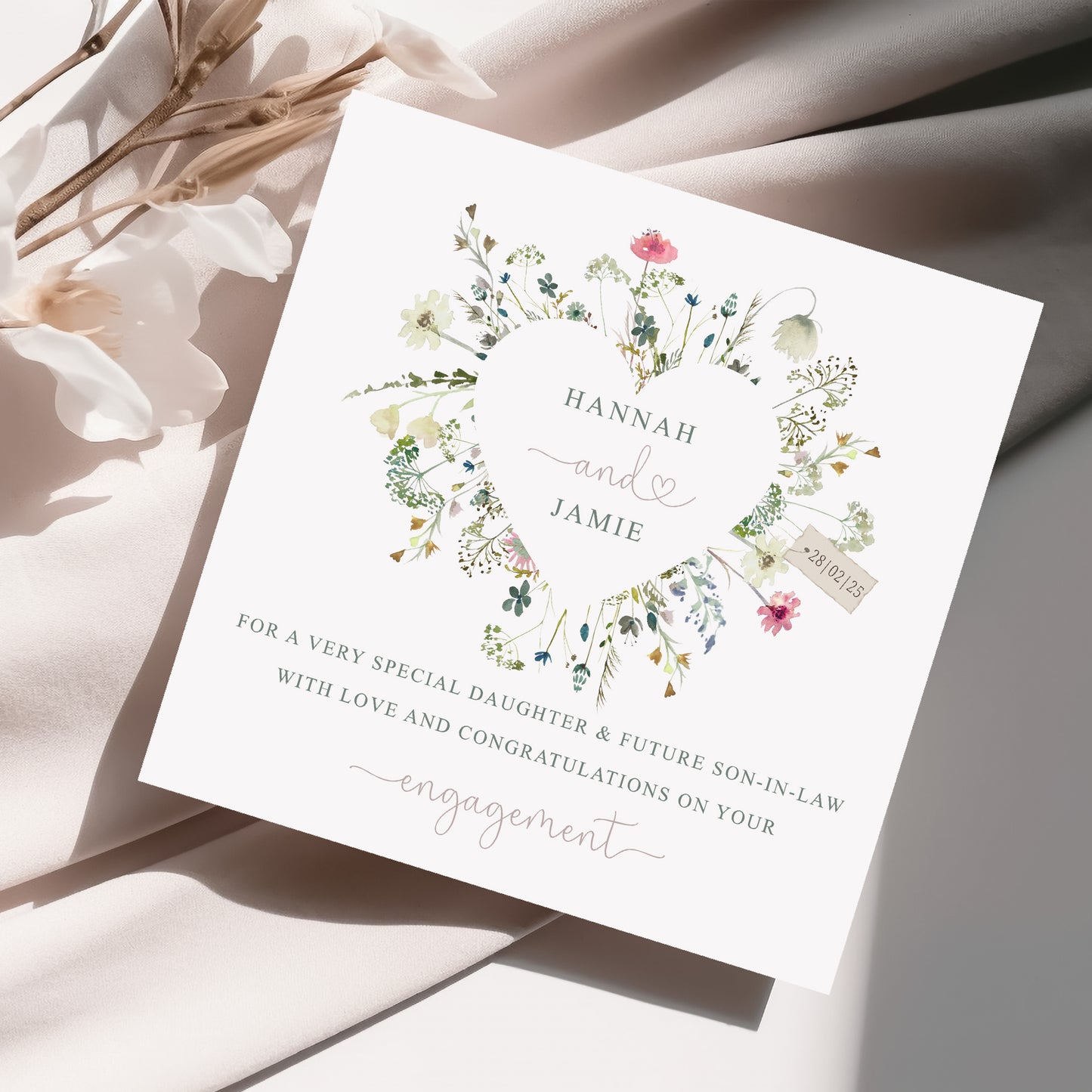 Personalised Wildflower Heart Engagement Card