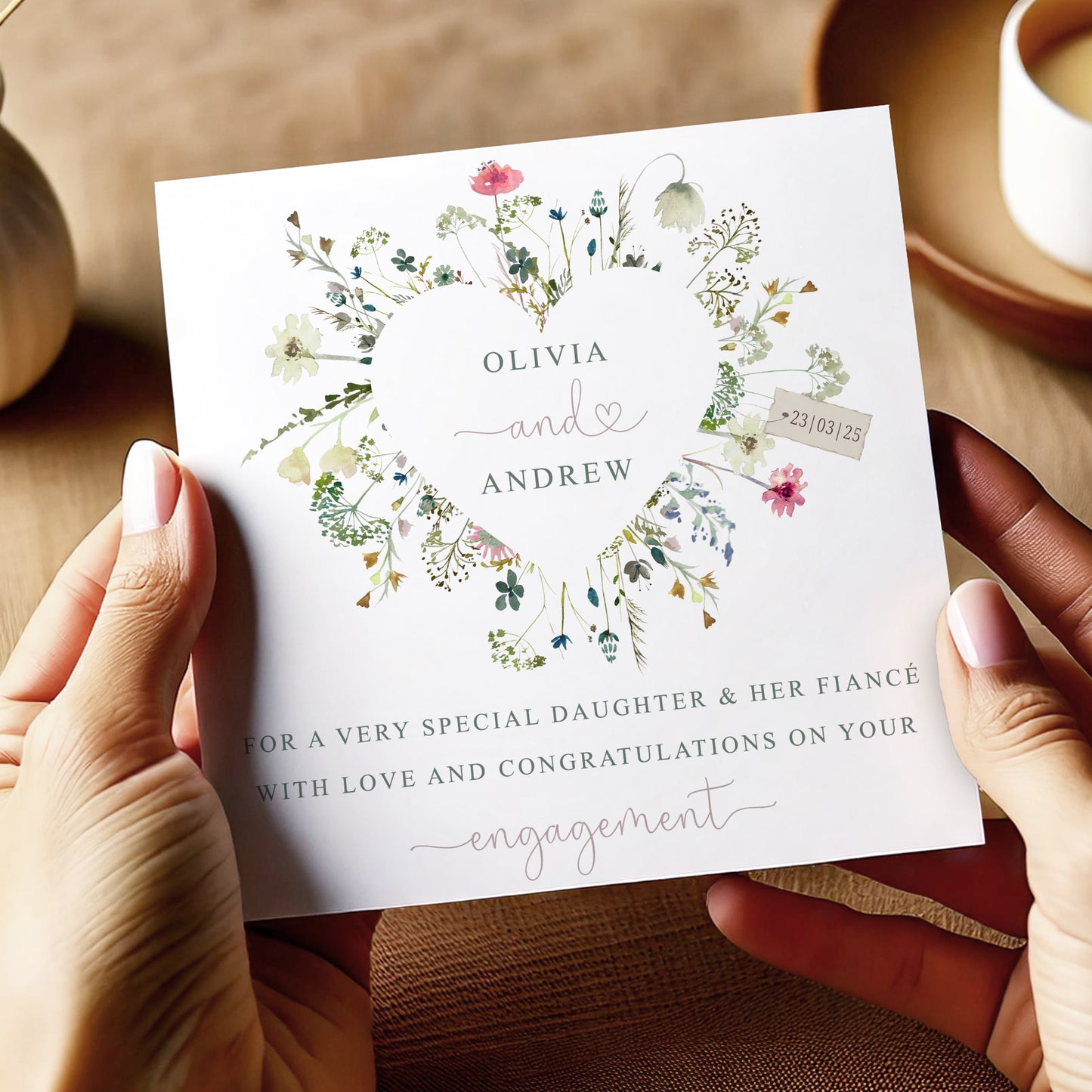 Personalised Wildflower Heart Engagement Card