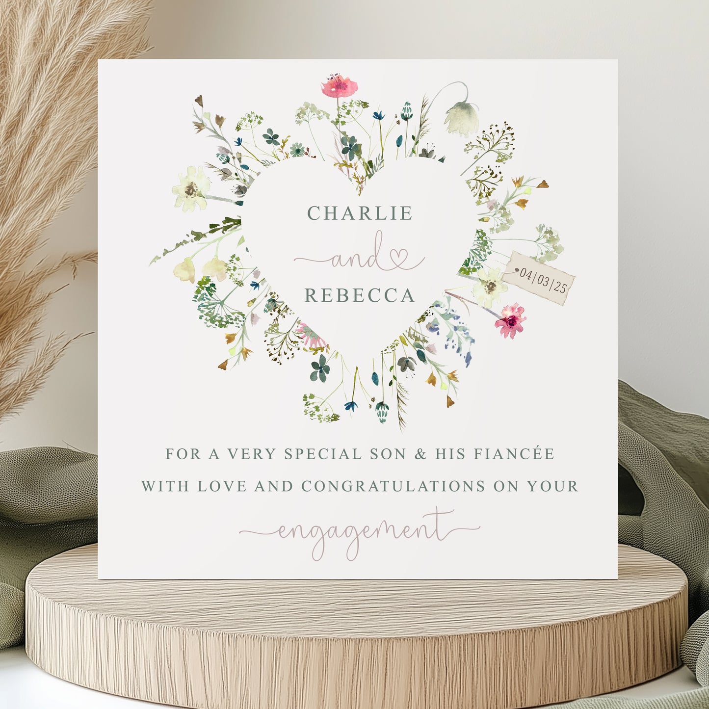 Personalised Wildflower Heart Engagement Card