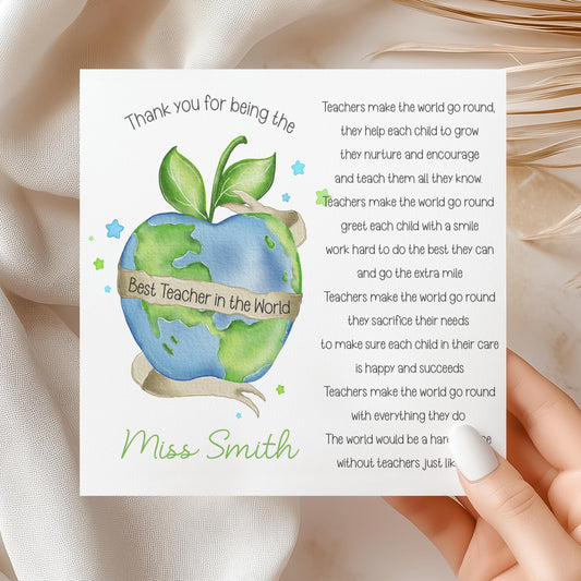 Personalised Teacher Thank You Card