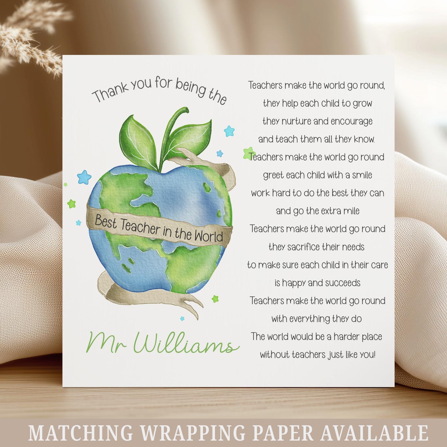 Personalised Teacher Thank You Card