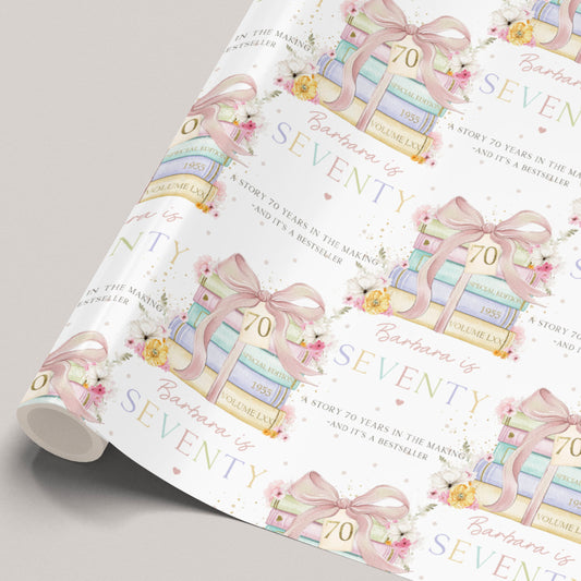 Custom 70th Birthday Wrapping Paper For Grandma