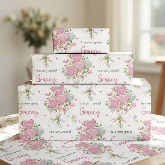 Mother's Day Floral Balloons Wrapping Paper