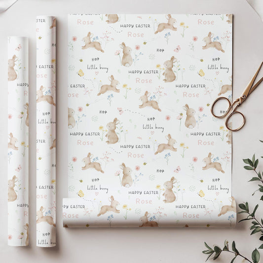 Personalised Girl's Easter Bunny Wrapping Paper