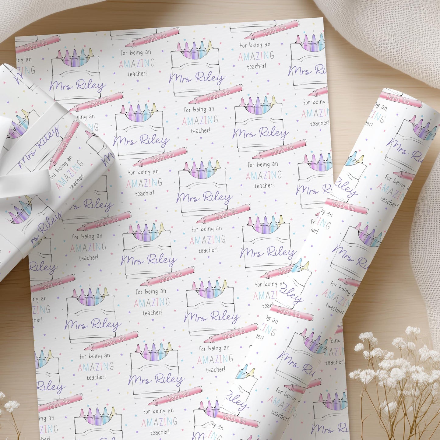 Personalised Teacher Crayons Thank You Card