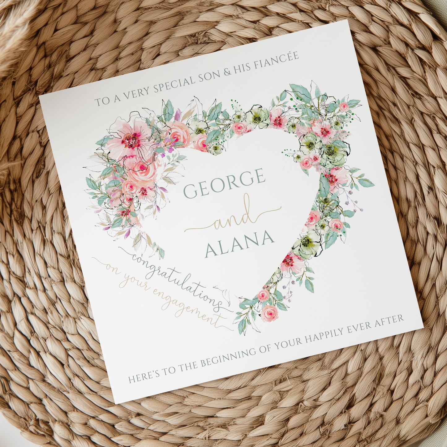 Personalised Floral Heart Engagement Card