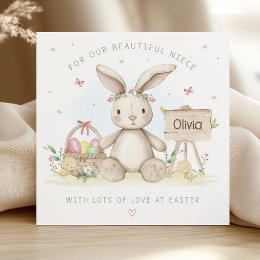 Personalised Girl's Bunny Easter Card