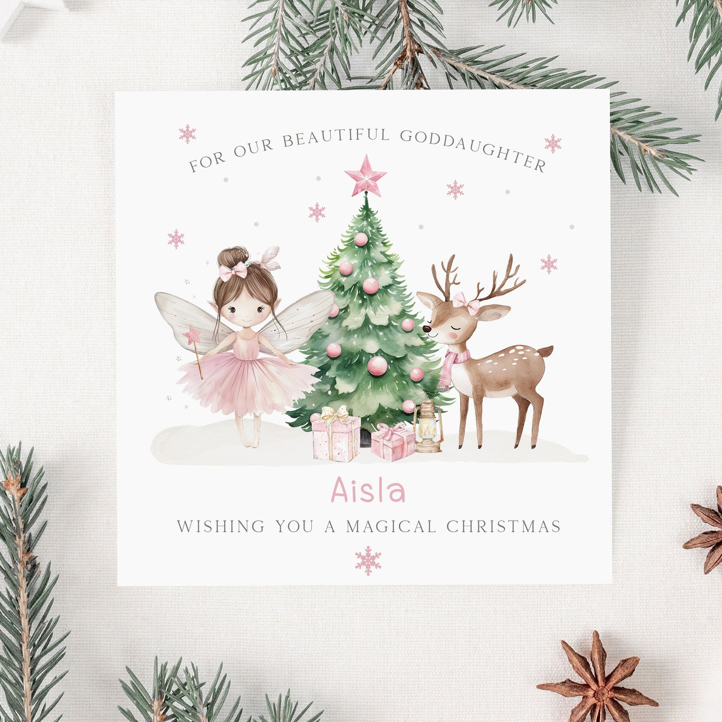 Personalised Girl's Pink Christmas Fairy Gift Wrapping Paper