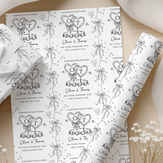 Personalised Wedding Wrapping Paper | Wedding Cake Design