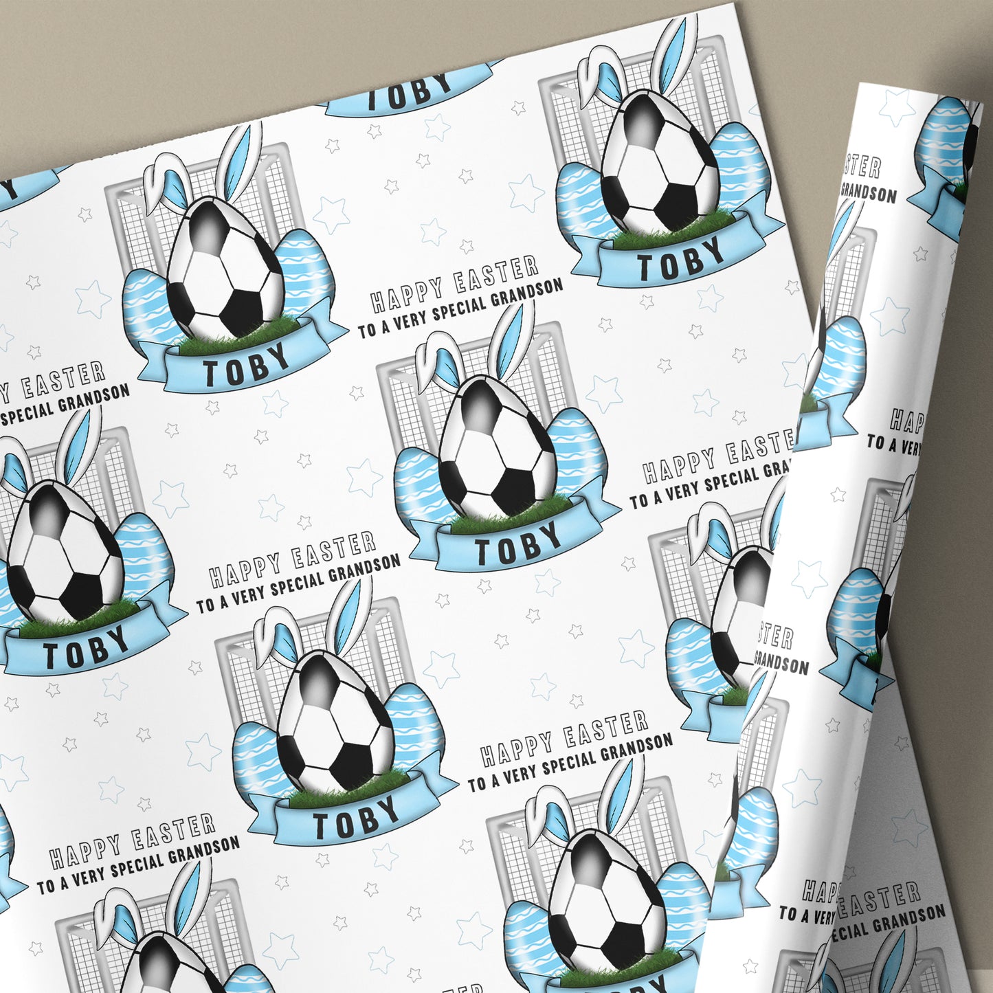 Football Easter Card, Personalised Happy Easter Card for Son, Daughter, Grandson, Granddaughter, for Boys, for Girls, Football Bunny Card