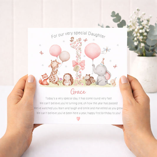 Personalised Girl's 1st Birthday Card
