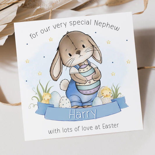 Personalised Boy's Bunny Easter Card
