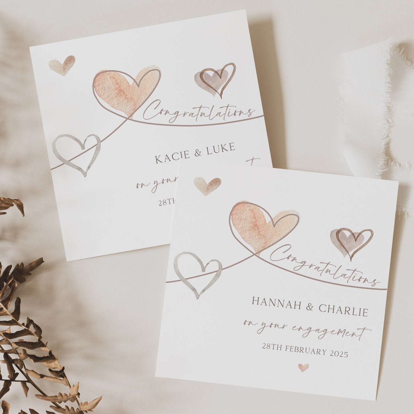 Personalised Hearts Enagagement Gift Wrapping Paper