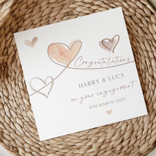 Personalised Hearts Engagement Card