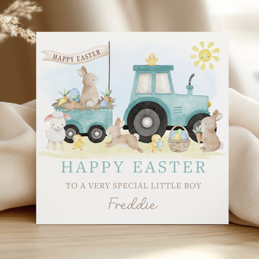 Personalised Farming Easter Card for Boys