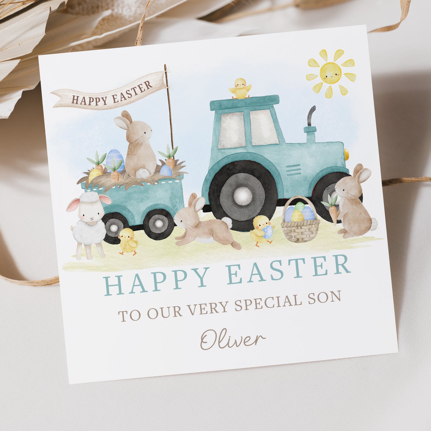 Personalised Farming Easter Card for Boys