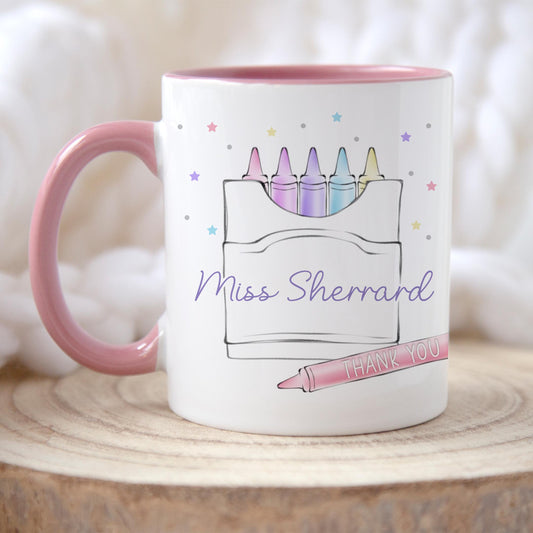 Personalised Crayon Teacher/Teaching Assistant Mug
