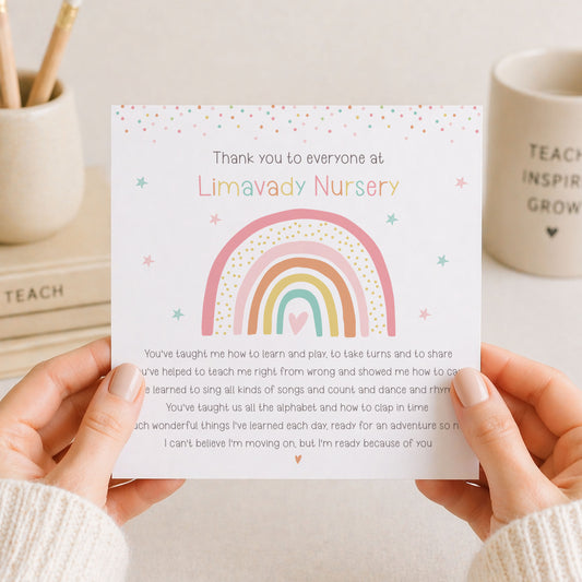 Personalised Thank You Card For Nursery Staff
