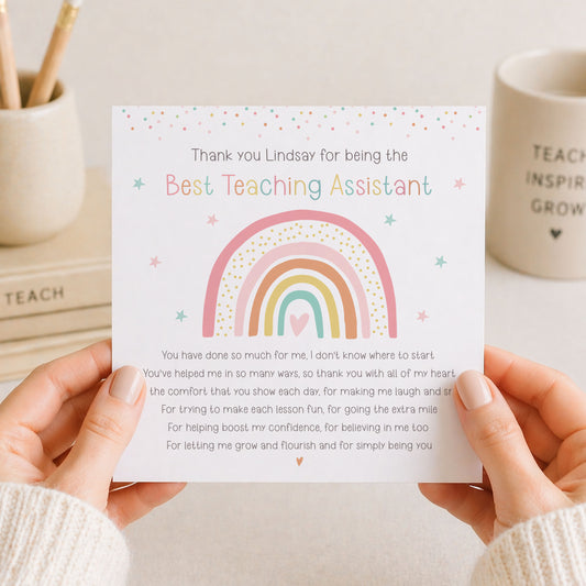 Rainbow Teaching Assistant Thank You Card