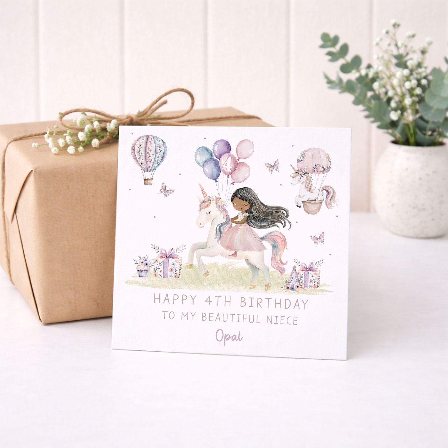 Personalised Girl's Princess and Unicorn Birthday Wrapping Paper