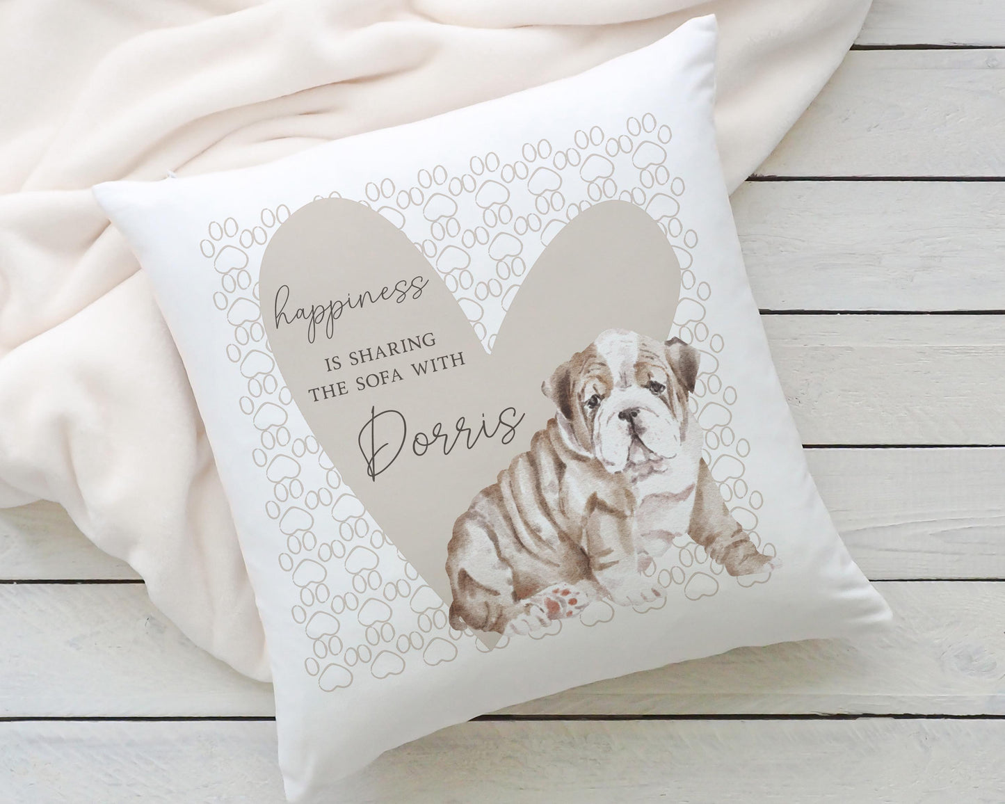 Personalised Sharing the Sofa with English Bulldog Cushion