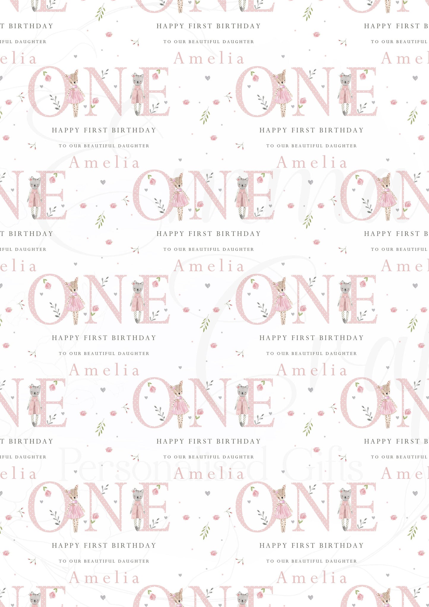 Personalised Girl's 1st Birthday Card