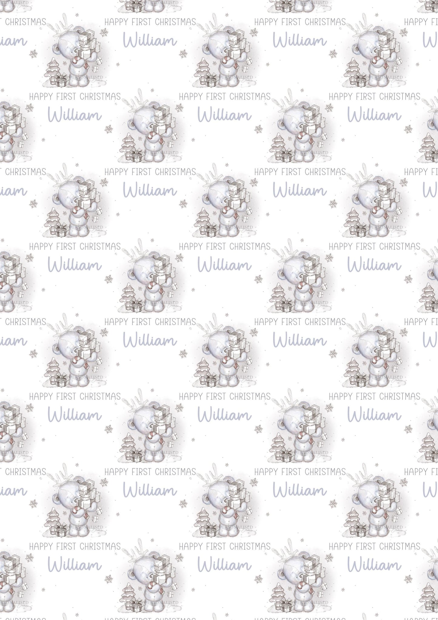 Boy's First Christmas Wrapping Paper, Personalised Baby Boy's 1st Christmas Wrapping Paper, 1st Christmas Gift Wrap, Magical First Christmas