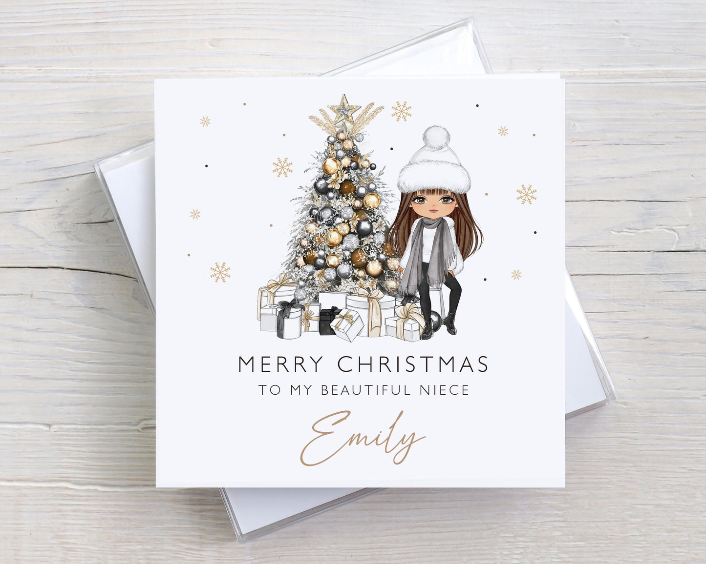 Personalised Girl's Christmas Card, Christmas Card for Daughter, Granddaughter, Niece, Goddaughter, Special Girl, Custom Girl's Xmas Card