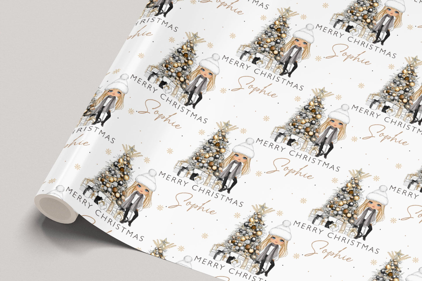 Personalised Girl's Christmas Card, Christmas Card for Daughter, Granddaughter, Niece, Goddaughter, Special Girl, Custom Girl's Xmas Card