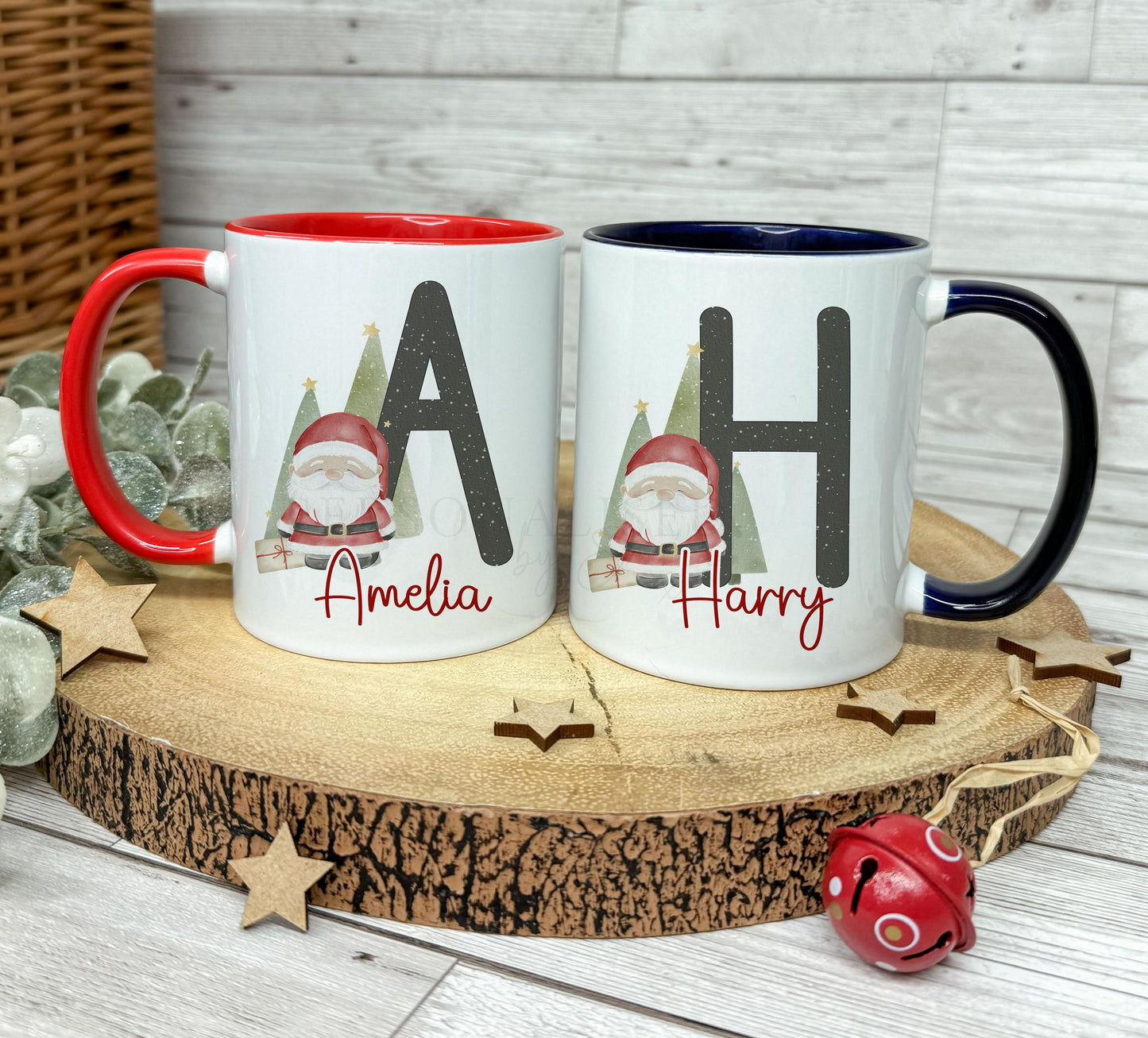 Personalised Santa Alphabet Xmas Mug, Red or Navy Girls and Boys Xmas Mug, Xmas Movie Mug, Hot Choc Mug, Christmas Eve Box, Stocking Filler
