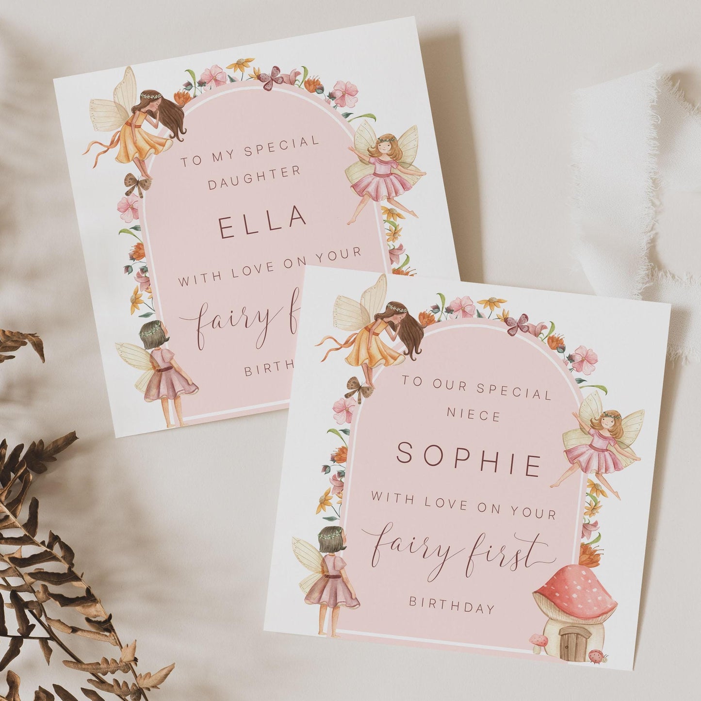 Girl's Fairy First Birthday Card, Personalised Fairy 1st Birthday Card for Daughter, Granddaughter, Sister, Niece, Magical Fairy Birthday