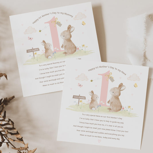 First Mother's Day Card for New Mummy, Granny, Grandma, Great Granny, Nanny, Godmother, Personalised 1st Mother's Day Card from Baby Girl