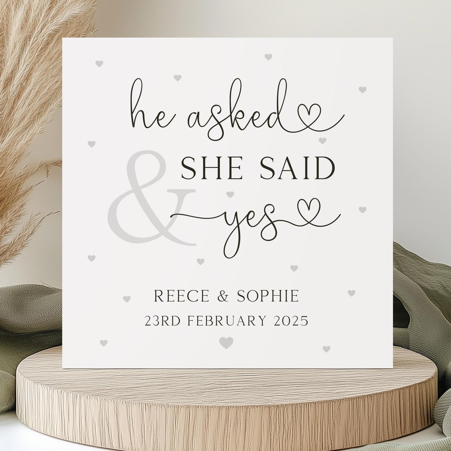 Personalised Engagement Card, Congratulations on your Engagement, Engagement Gift Card for Special Couple, Friends, He Asked She Said Yes