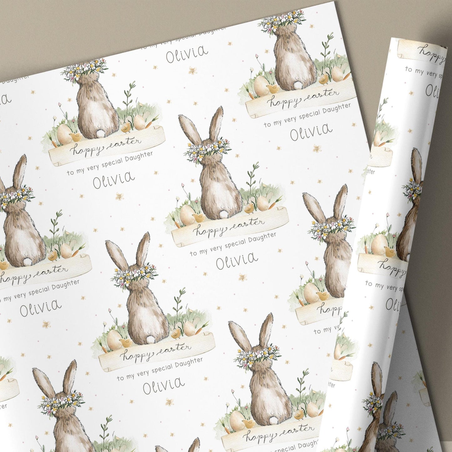 Personalised Easter Card, Cute Bunny Easter Card for Girls, Daughter, Granddaughter, Niece, Goddaughter Any Relation, Happy Easter Gift Card