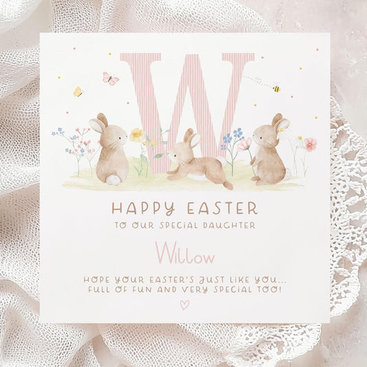 Personalised Girl's Easter Bunny Card