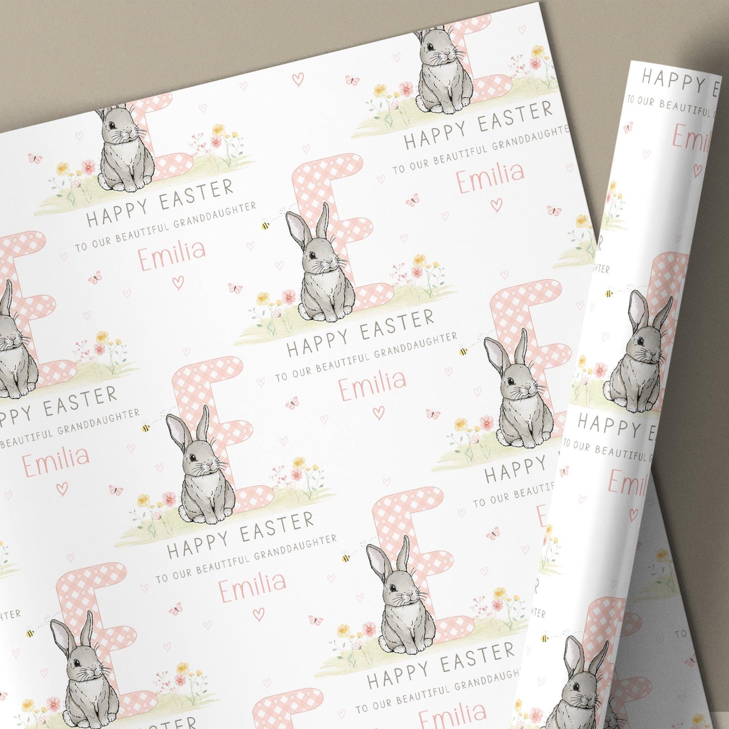 Easter Card, Personalised Happy Easter Card for Granddaughter, Easter Card for Daughter, for Niece, Cute Easter Bunny Card for Girls