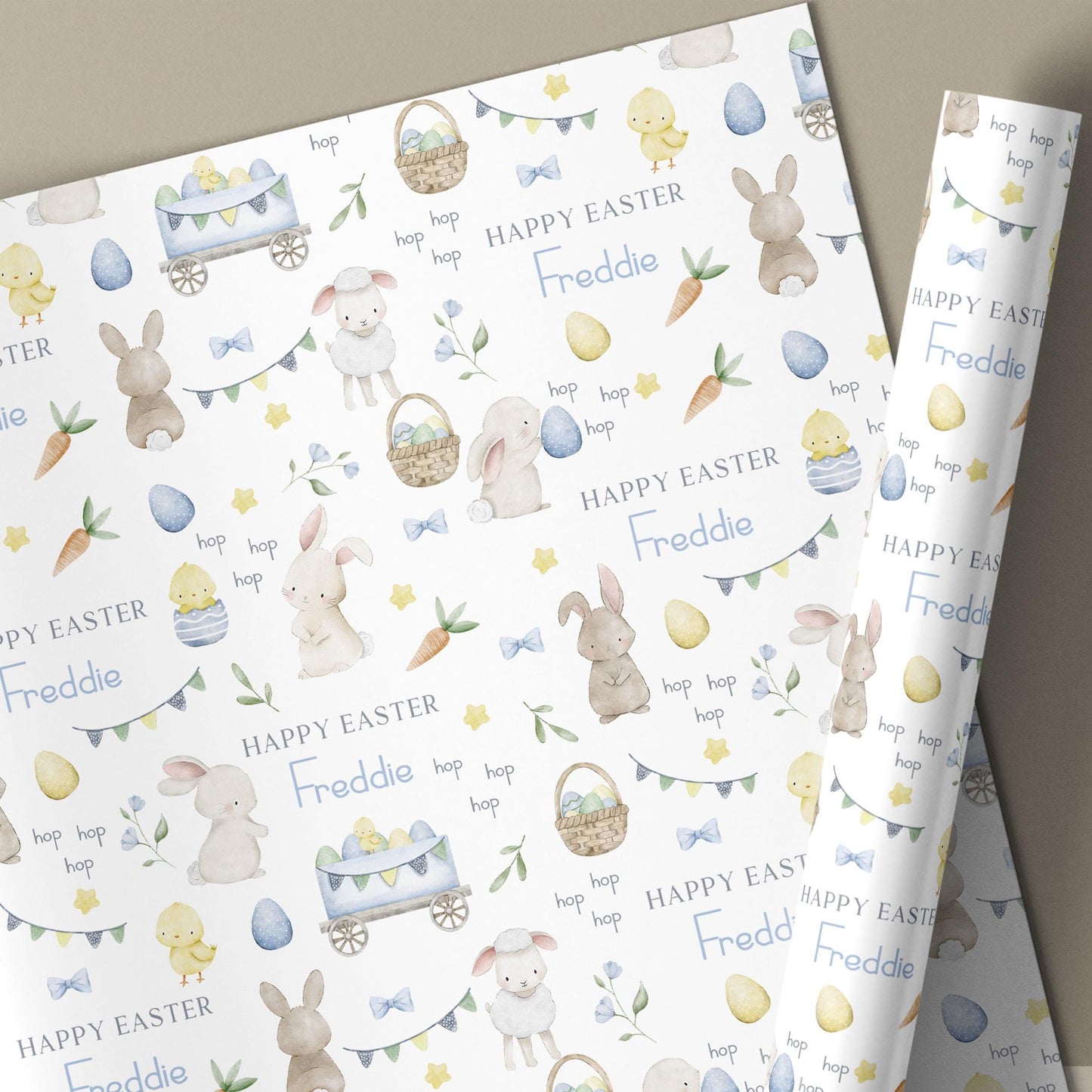 Boy's Easter Card, Personalised Happy Easter Card for Son, Grandson, Great Grandson, Nephew, for Boys, Easter Bunny Card and Gift Wrap