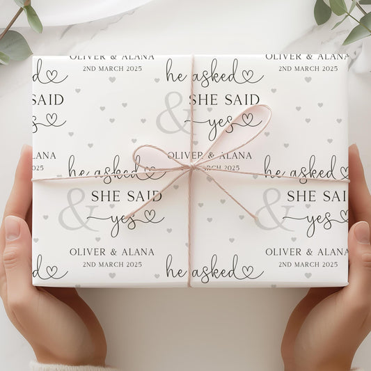 Engagement Gift Wrapping Paper Personalised with Names & Date, Congratulations on your Engagement Gift Wrap, Engagement Gift Wrap and Card