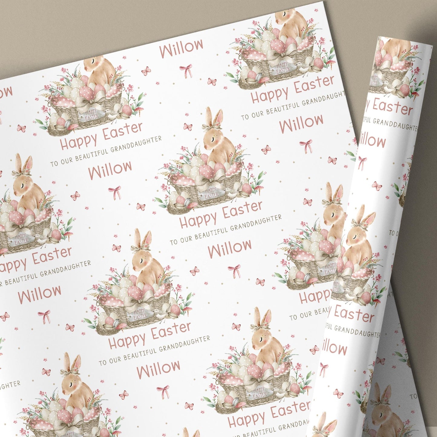 Personalised Easter Card, Happy Easter Card for Daughter, Granddaughter, Niece, Goddaughter, Any Relation, Cute Easter Bunny Card for Girls