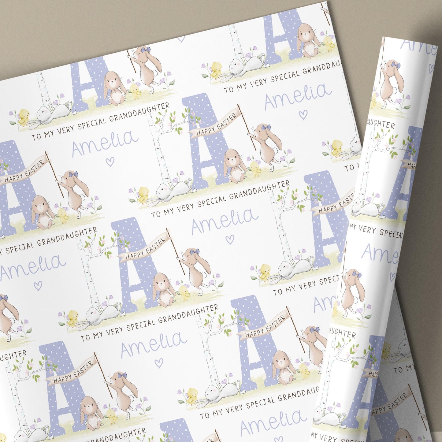 Personalised Easter Card, Happy Easter Card for Daughter, Granddaughter, Niece, Goddaughter, Any Relation, Cute Easter Bunny Card for Girls