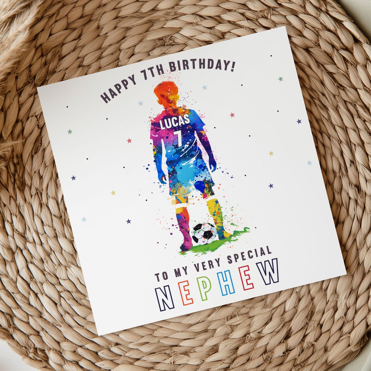 Football Birthday Card, Personalised 7th, 8th, 9th, 10th, Any Age Birthday Card for Son, Grandson, Brother, Nephew, Soccer Birthday Card
