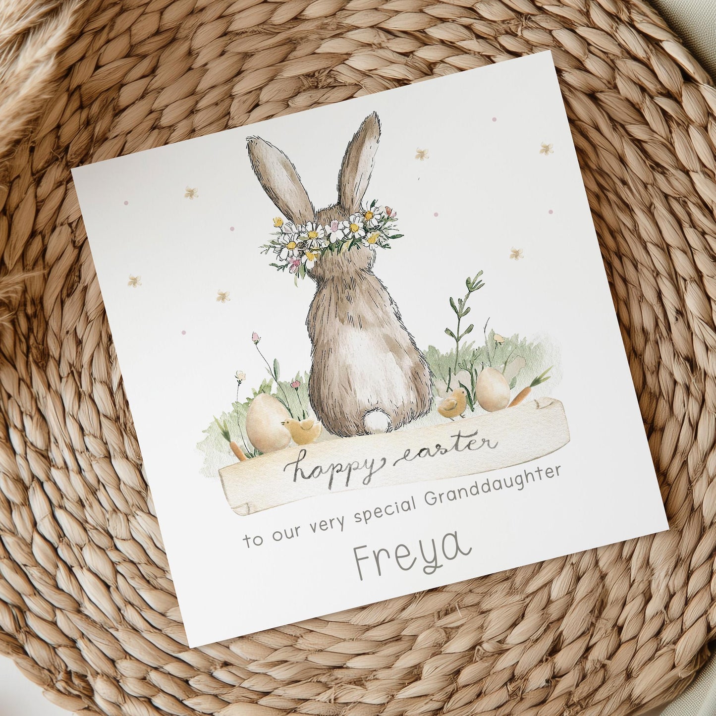 Personalised Easter Card, Cute Bunny Easter Card for Girls, Daughter, Granddaughter, Niece, Goddaughter Any Relation, Happy Easter Gift Card